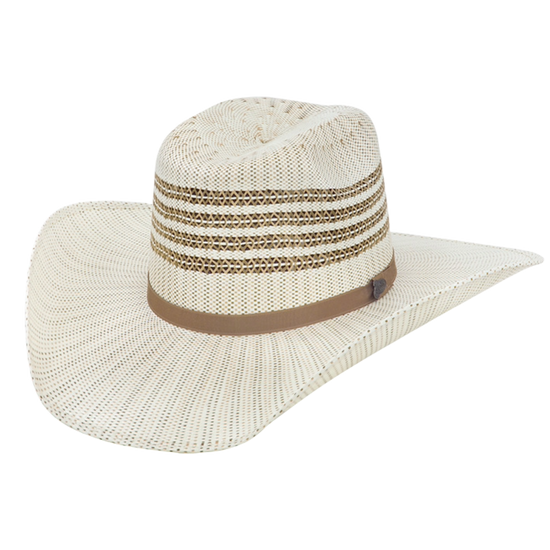 Justin Bent Rail Barrel Bangora Ivory Brown Straw Hat JS3456BARL44