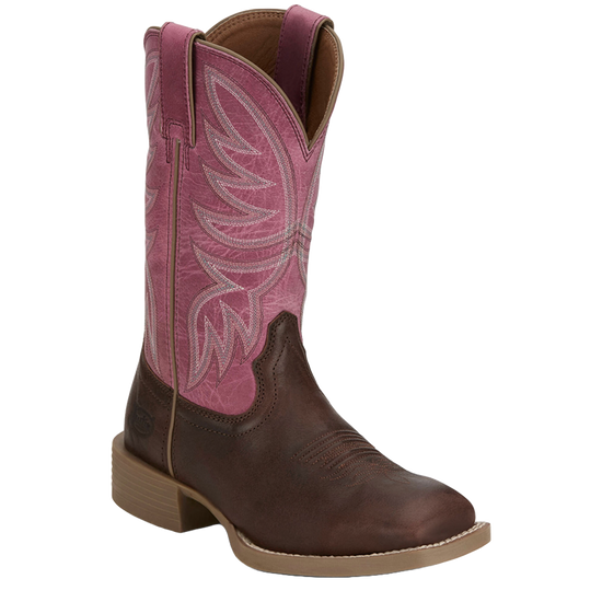 Justin Ladies Demeter Rose Pink & Brown Western Boot SE2804