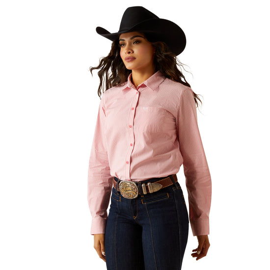 Ariat Ladies Kirby Stretch Camellia Rose Stripe Button Down Shirt 10048884