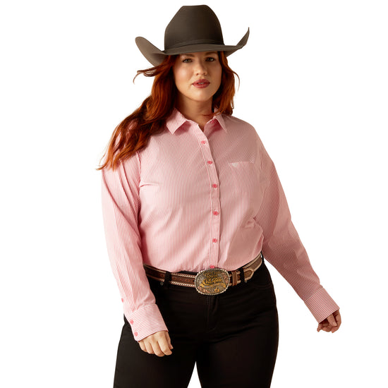 Ariat Ladies Kirby Stretch Camellia Rose Stripe Button Down Shirt 10048884