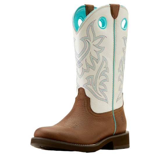 Ariat Ladies Elko Dark Cottage Brown & White Icing Western Boot 10050887