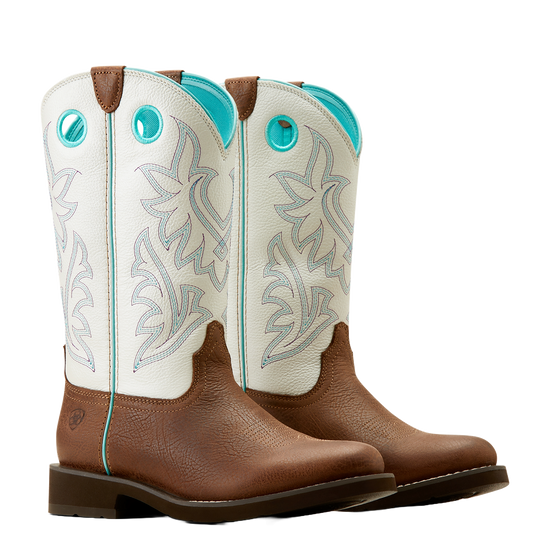 Ariat Ladies Elko Dark Cottage Brown & White Icing Western Boot 10050887