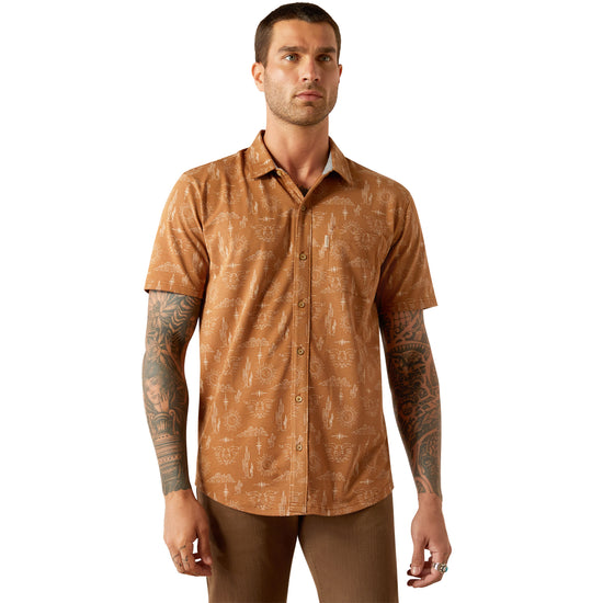 Ariat Men's Retro Desert Mocha Short Sleeve Button Down Shirt 10054903