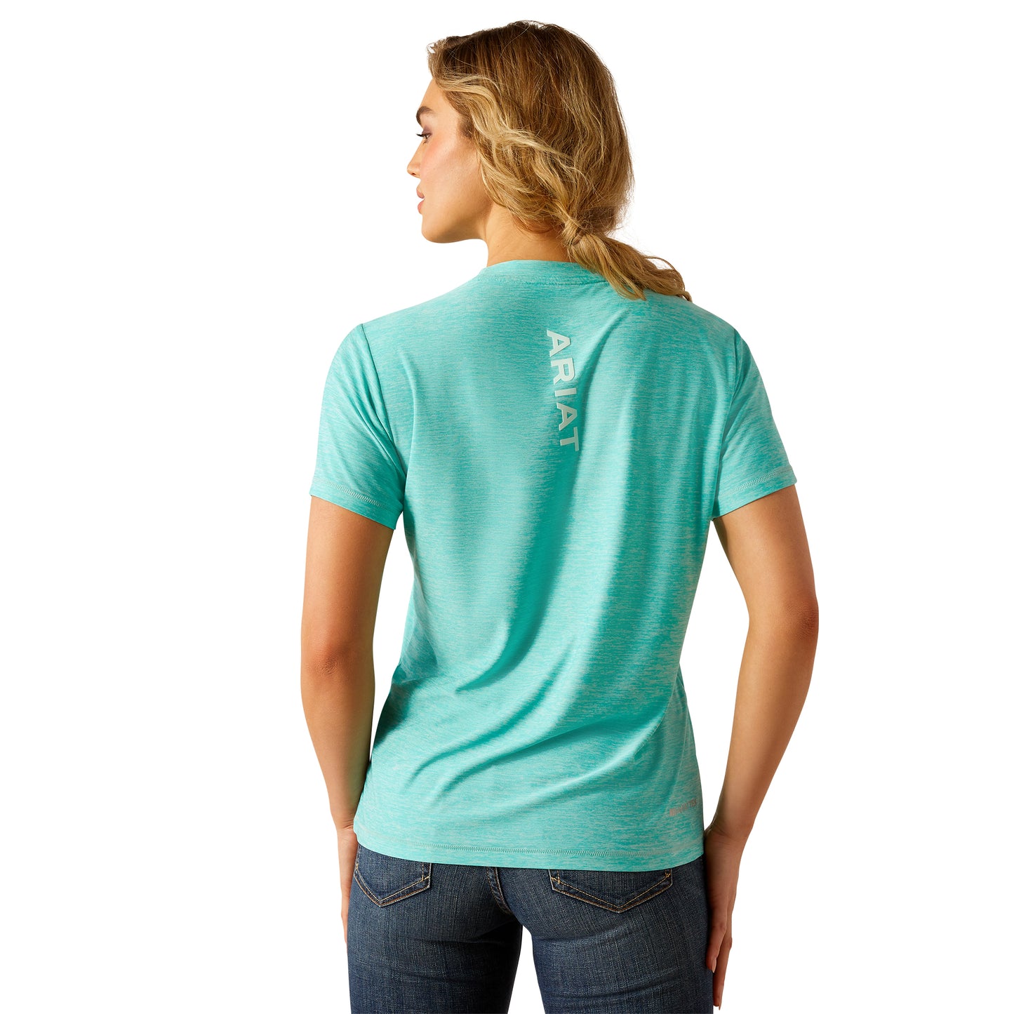 Ariat Ladies Laguna Logo Blue Turquoise Short Sleeve T-Shirt 10054529