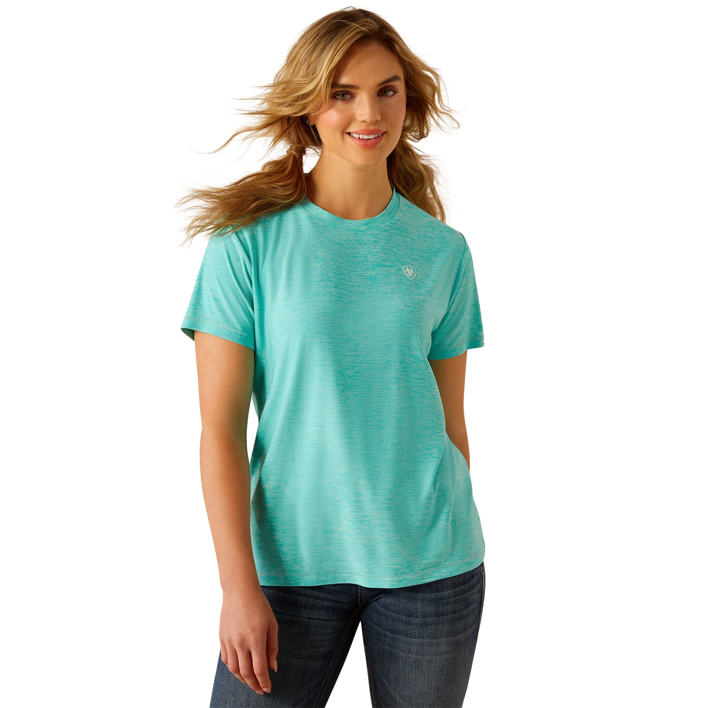 Ariat Ladies Laguna Logo Blue Turquoise Short Sleeve T-Shirt 10054529