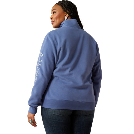 Ariat Ladies Logo Coastal Fjord Blue 1/2 Zip Sweatshirt 10054913