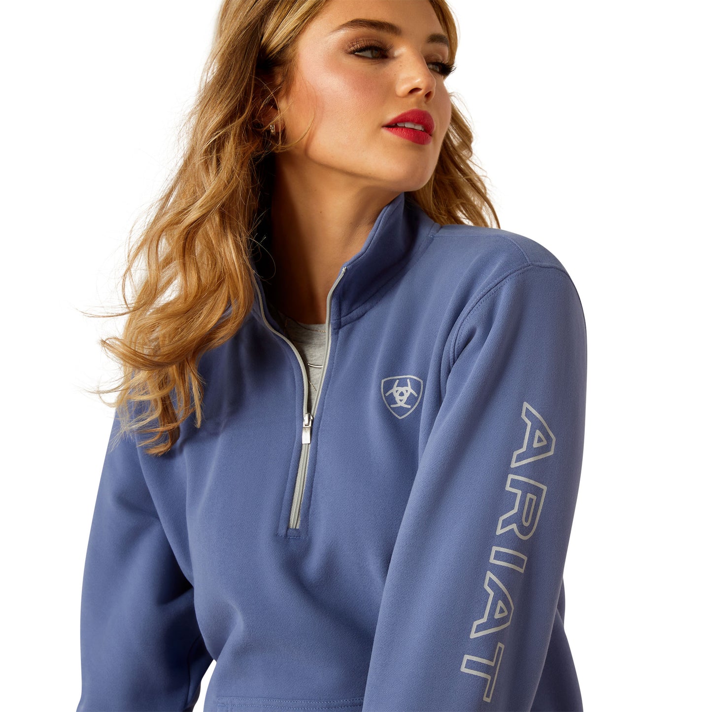 Ariat Ladies Logo Coastal Fjord Blue 1/2 Zip Sweatshirt 10054913