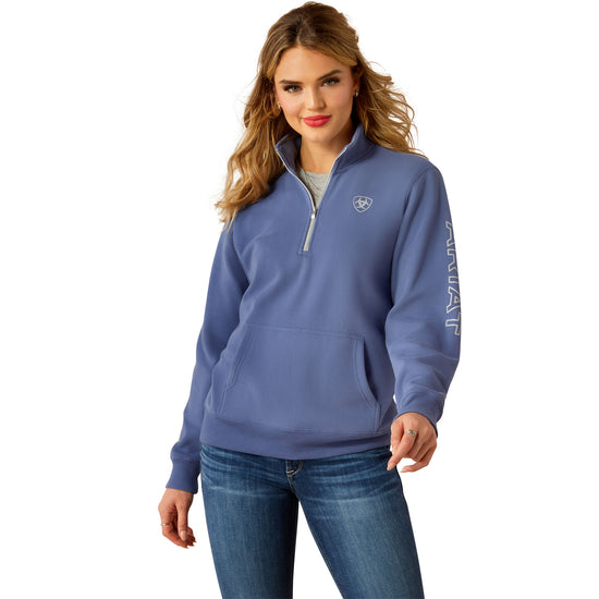 Ariat Ladies Logo Coastal Fjord Blue 1/2 Zip Sweatshirt 10054913