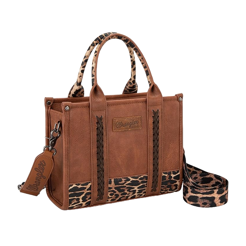 Wrangler Ladies Leopard Print Concealed Carry Brown Crossbody Tote WG102-8120SLP