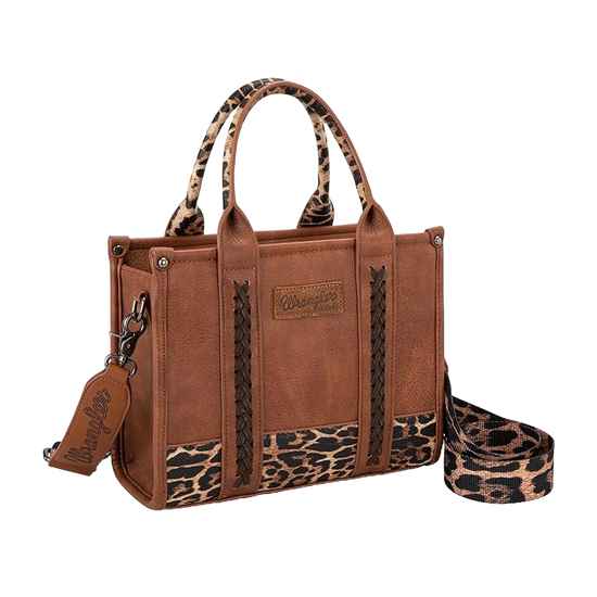 Wrangler Ladies Leopard Print Concealed Carry Brown Crossbody Tote WG102-8120SLP