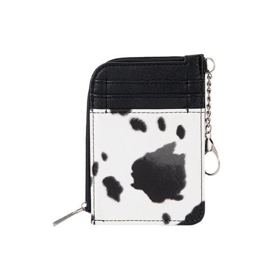 Wrangler Ladies Cow Print Mini Black Zip Card Case WG102-W005BK