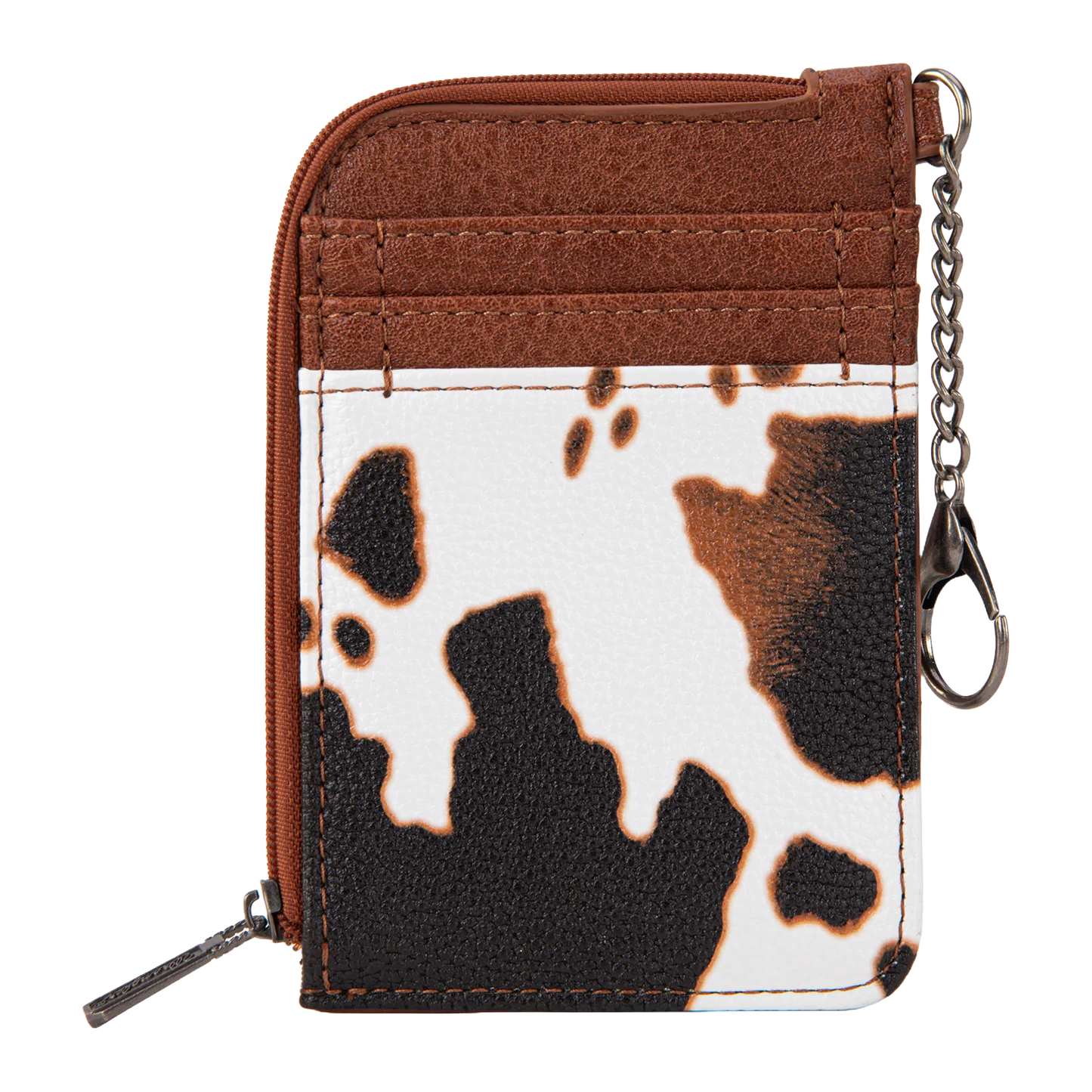 Wrangler Ladies Cow Print Mini Brown Zip Card Case WG102-W005BR