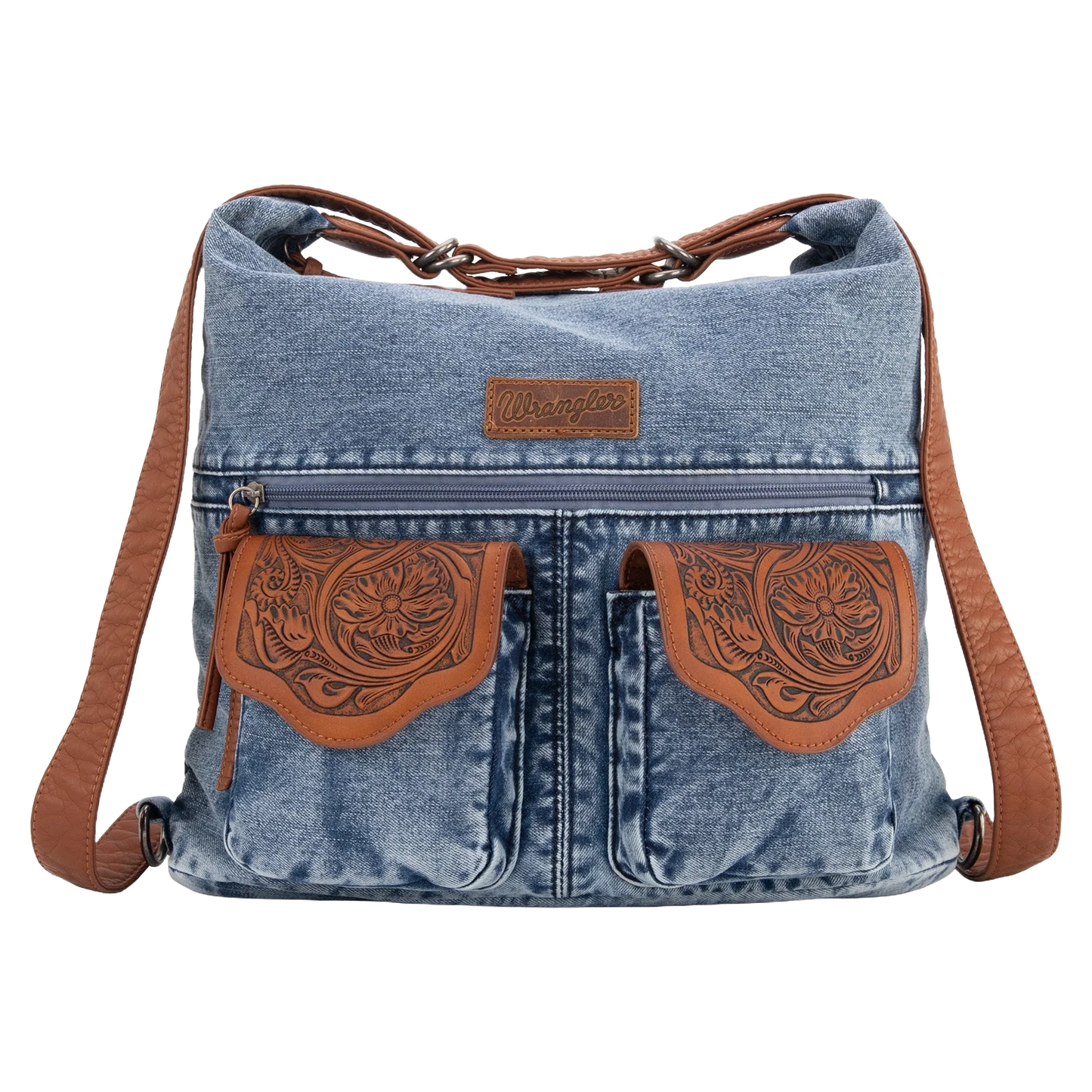 Wrangler Ladies Floral Tooled Jean Denim Hobo Bag WG103-2008JN