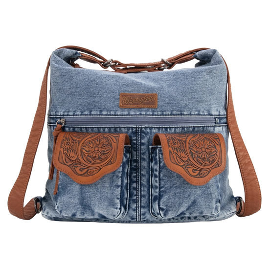 Wrangler Ladies Floral Tooled Jean Denim Hobo Bag WG103-2008JN