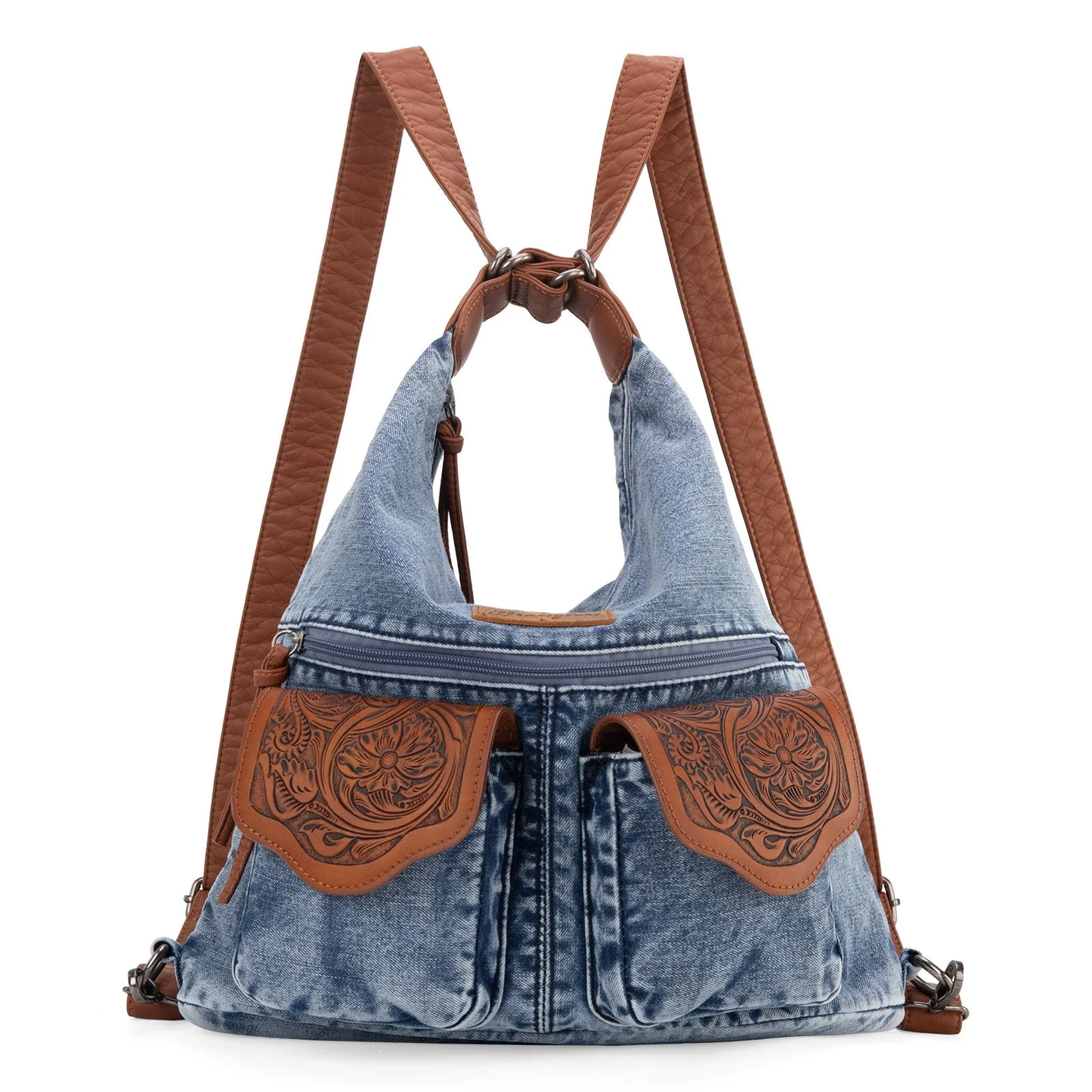 Wrangler Ladies Floral Tooled Jean Denim Hobo Bag WG103-2008JN