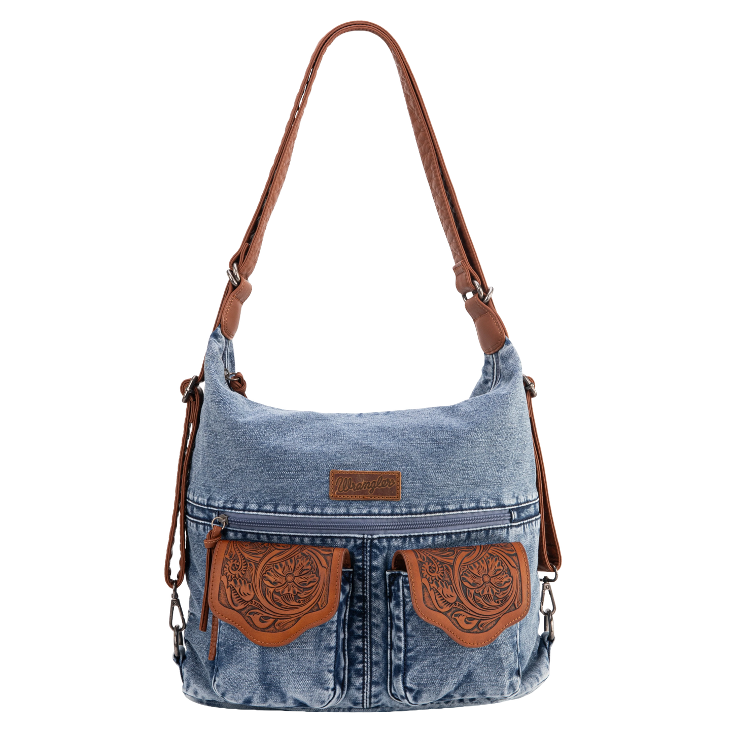 Wrangler Ladies Floral Tooled Jean Denim Hobo Bag WG103-2008JN