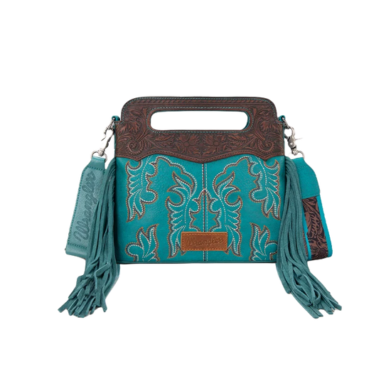 Wrangler Ladies Western Tooled Fringe Turquoise Crossbody Bag WG110-G2010TQ