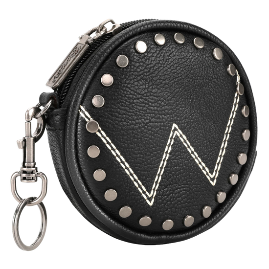 Wrangler Ladies Circular 'W' Logo Bag Charm Black Coin Pouch WG116-001BK