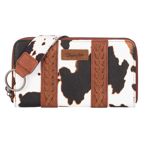 Wrangler Ladies Cow Print Brown Wristlet Wallet WG133-W006BR