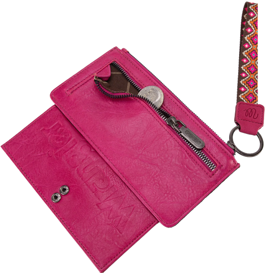 Wrangler Ladies Aztec Print Bi-Fold Hot Pink Wristlet Wallet WG139-W013HPK