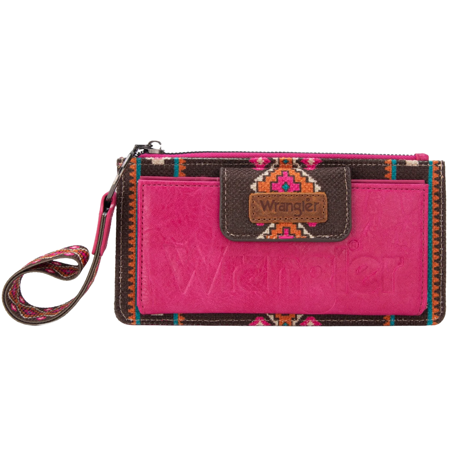 Wrangler Ladies Aztec Print Bi-Fold Hot Pink Wristlet Wallet WG139-W013HPK