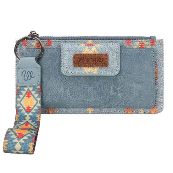 Wrangler Ladies Aztec Print Bi-Fold Jean Wristlet Wallet WG139-W013JN