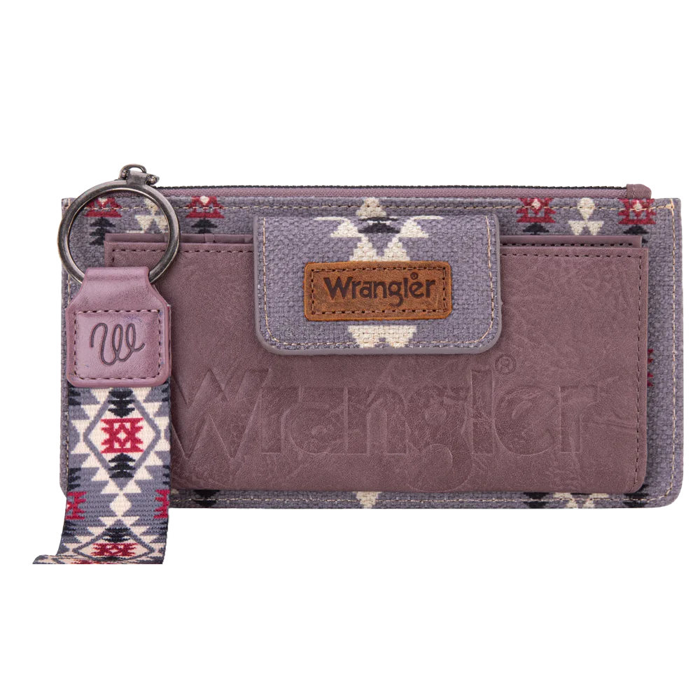 Wrangler Ladies Aztec Print Bi-Fold Lavender Wristlet Wallet WG139-W013LV