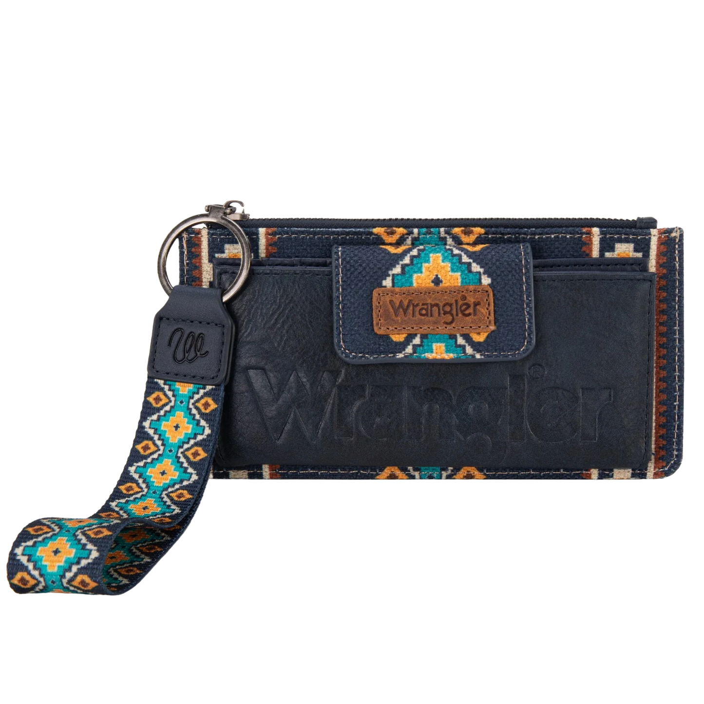 Wrangler Ladies Aztec Print Bi-Fold Navy Wristlet Wallet WG139-W013NY