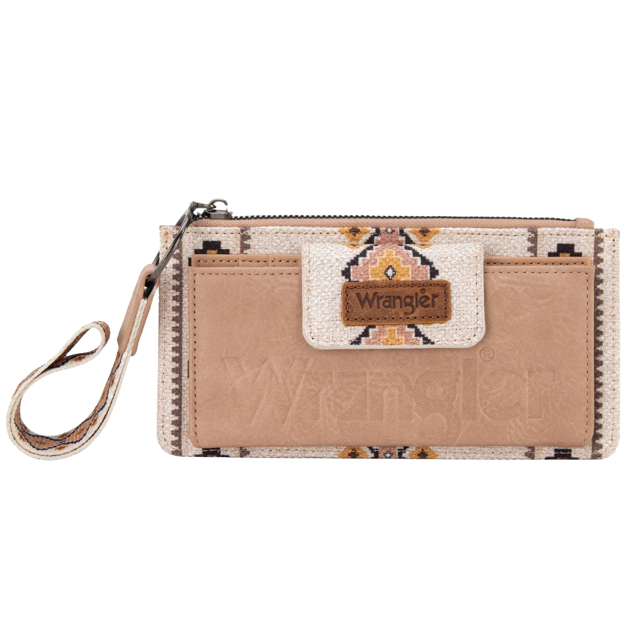 Wrangler Ladies Aztec Print Bi-Fold Tan Wristlet Wallet WG139-W013TN