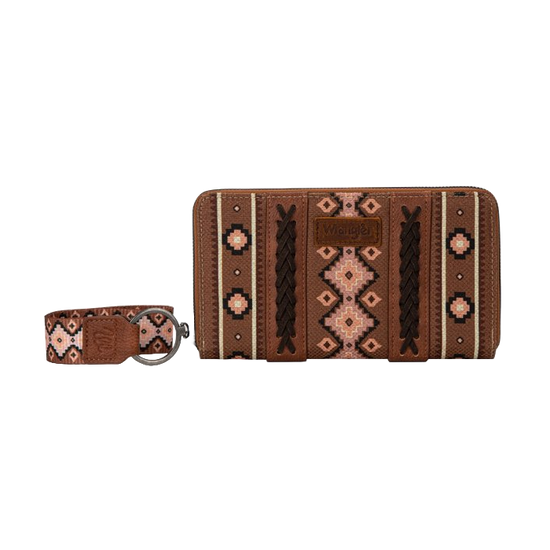 Wrangler Ladies Southwestern Dark Brown Wristlet Wallet WG2203-W006DBR