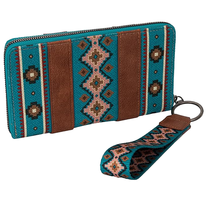 Wrangler Ladies Southwestern Dark Turquoise Wristlet Wallet WG2203-W006DTQ