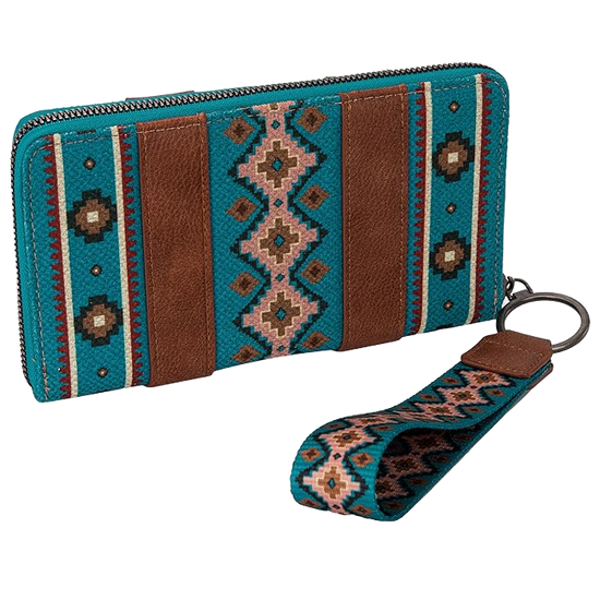 Wrangler Ladies Southwestern Dark Turquoise Wristlet Wallet WG2203-W006DTQ