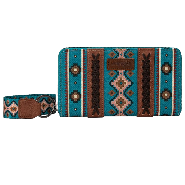 Wrangler Ladies Southwestern Dark Turquoise Wristlet Wallet WG2203-W006DTQ