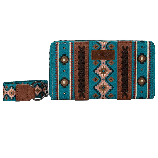 Wrangler Ladies Southwestern Dark Turquoise Wristlet Wallet WG2203-W006DTQ