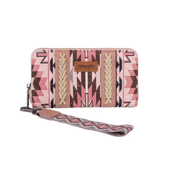 Wrangler Ladies Southwestern Art Print Dark Pink Wallet WG2213-W006DPK