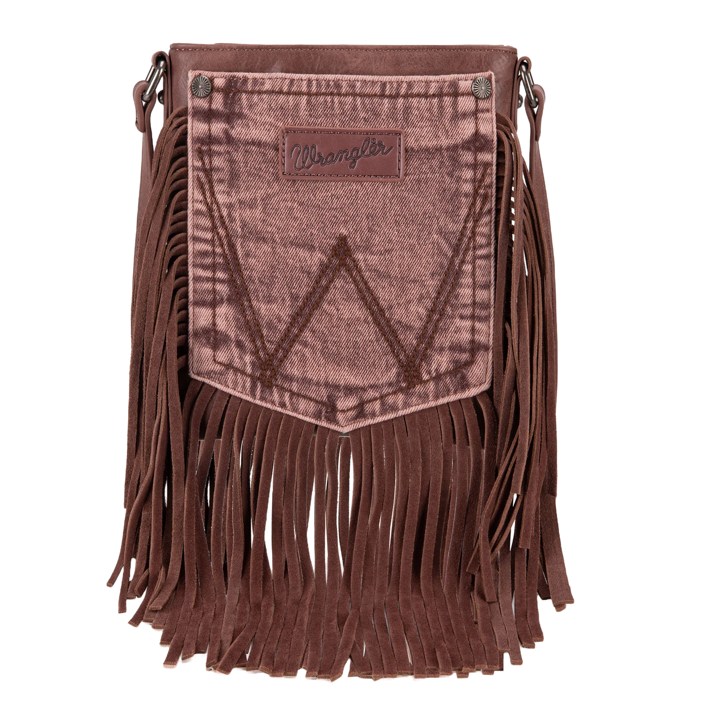 Wrangler Ladies Leather Fringe Light Coffee Crossbody Bag WG44-8360LCF