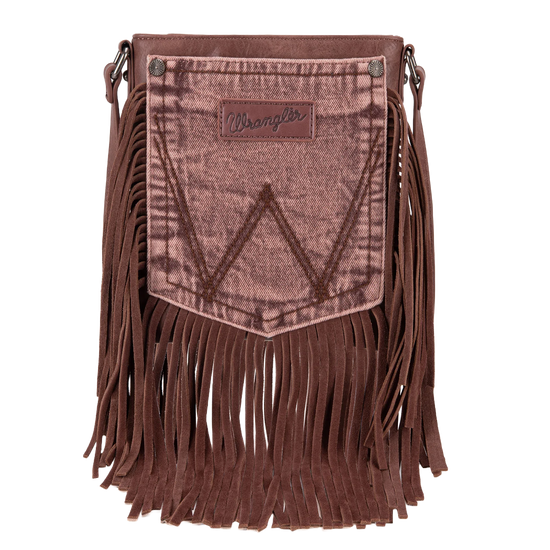 Wrangler Ladies Leather Fringe Light Coffee Crossbody Bag WG44-8360LCF