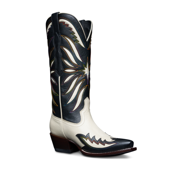 Tecovas Ladies The Annie Star Midnight & White Western Boot 20043MAW