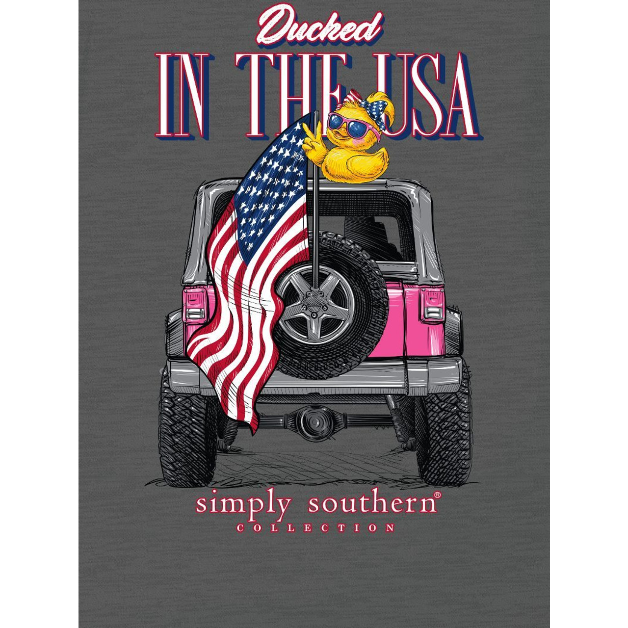 Simply Southern Ducked In The USA Grey T-Shirt SS-DUCKED-GRAPHITEHTHR