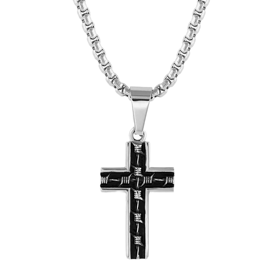 Montana Silversmiths Men's Barbed Wire Cross Necklace NC5602
