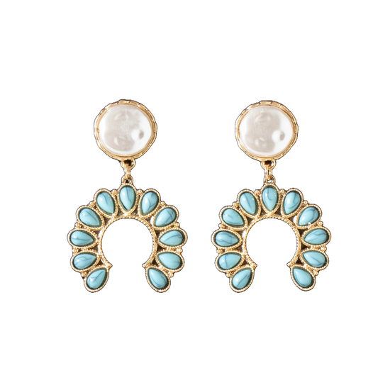 Blazin Roxx Ladies Semi Circle Pearl Earrings 3054433