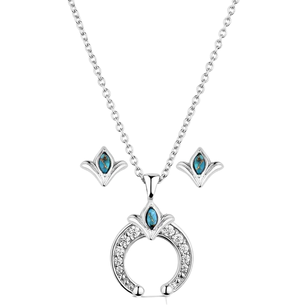 Montana Silversmiths Simple Squash Blossom Crystal Jewelry Set JS5953