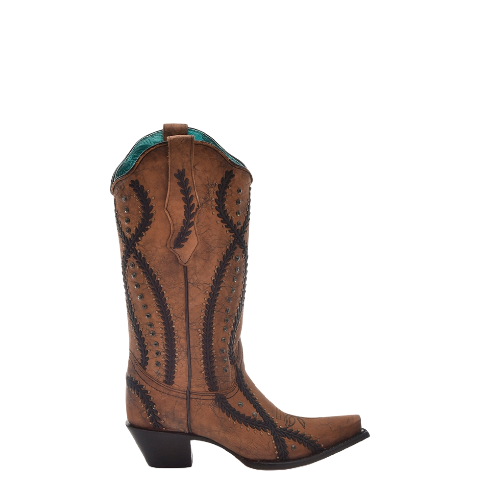 Corral Ladies Crystals & Studs Brown & Black Western Boots Z5247