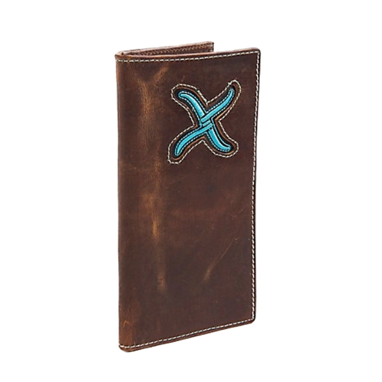 Twisted X Distressed Rodeo Turquoise & Brown Bifold Wallet XH-79