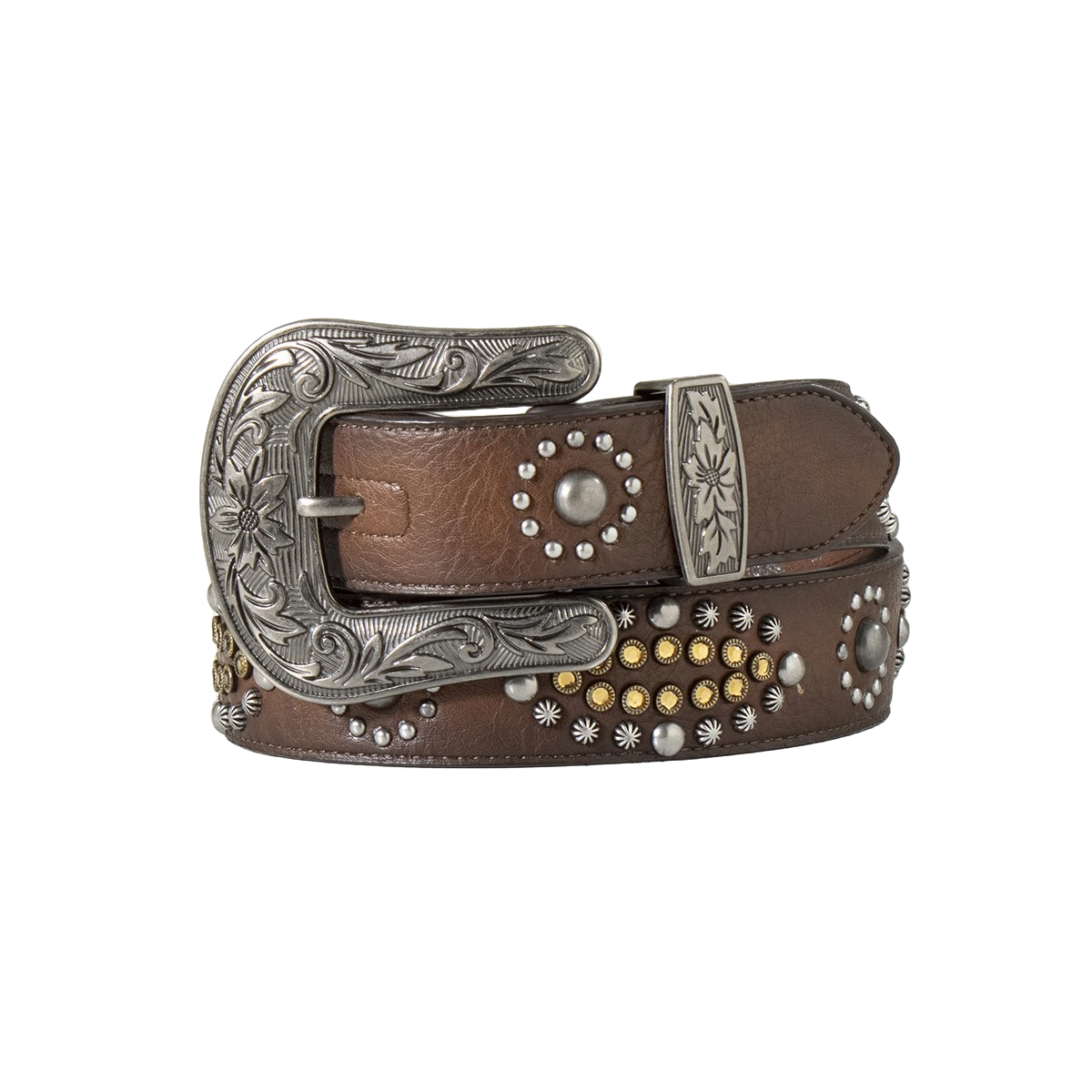 Nocona Ladies Western Studded Brown Leather Belt N320000302