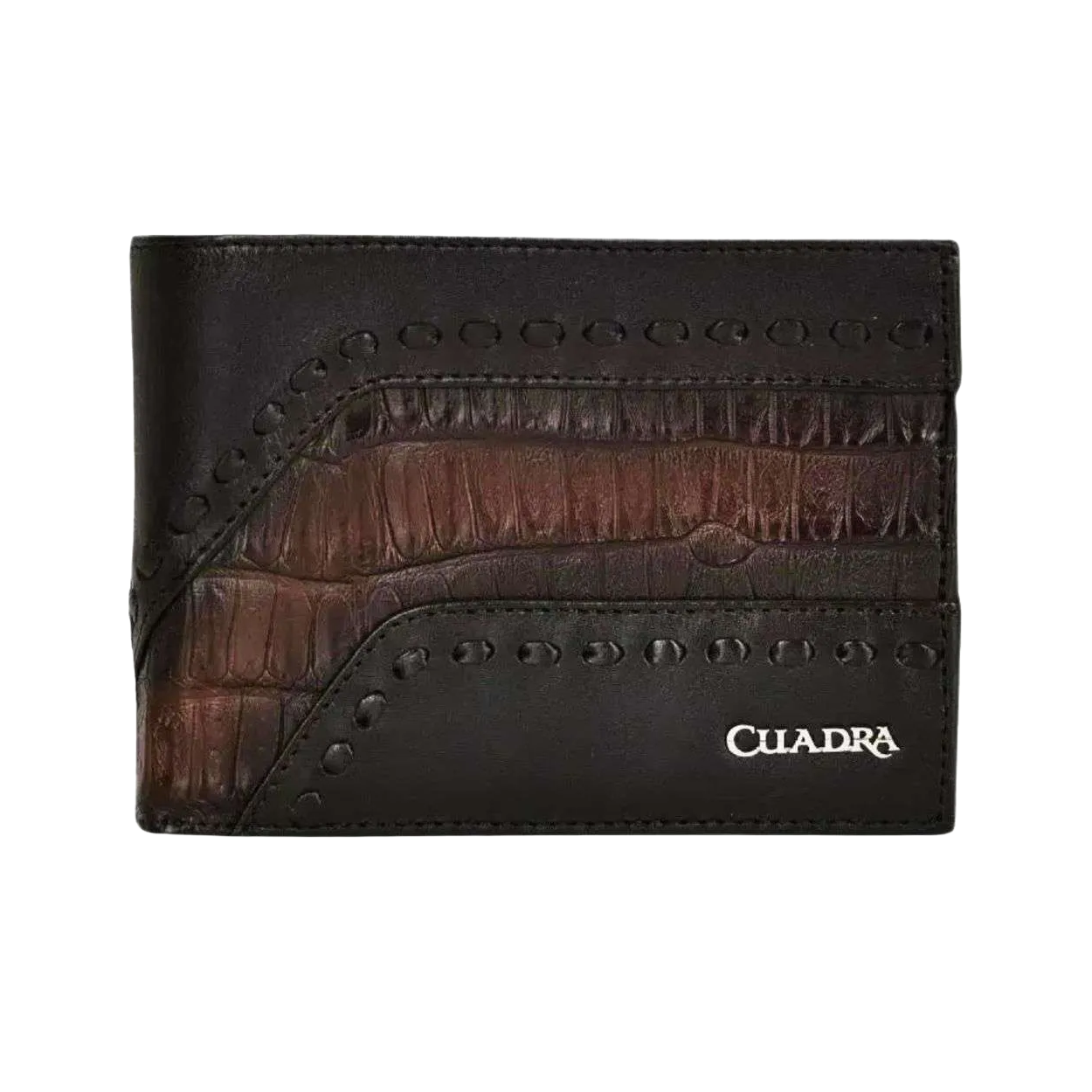 Cuadra Men's Plunge Brown Caiman Woven Bifold Wallet DU483