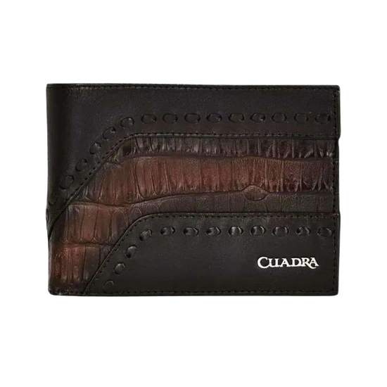 Cuadra Men's Plunge Brown Caiman Woven Bifold Wallet DU483