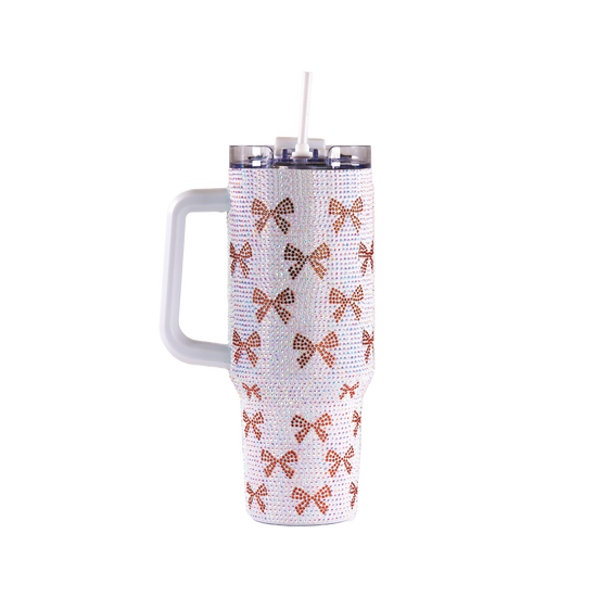 Simply Southern 30oz Insulated White Sequined Tumbler 0224-TUMBLER30-SQN-BOWWHITE