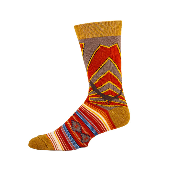 JY Designs Men's Sunray Orange Western Crew Sock MJ9804C