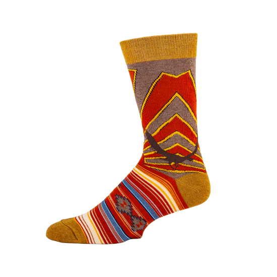 JY Designs Men's Sunray Orange Western Crew Sock MJ9804C